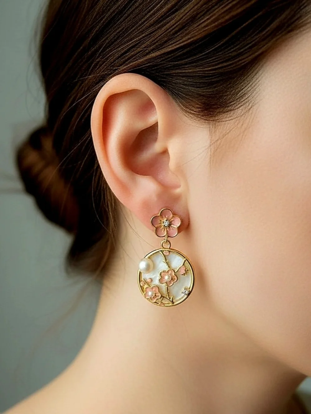 Blossom Floral Drop Earrings,S925 Needle Freshwater Pearl -Women‎ Jewelry